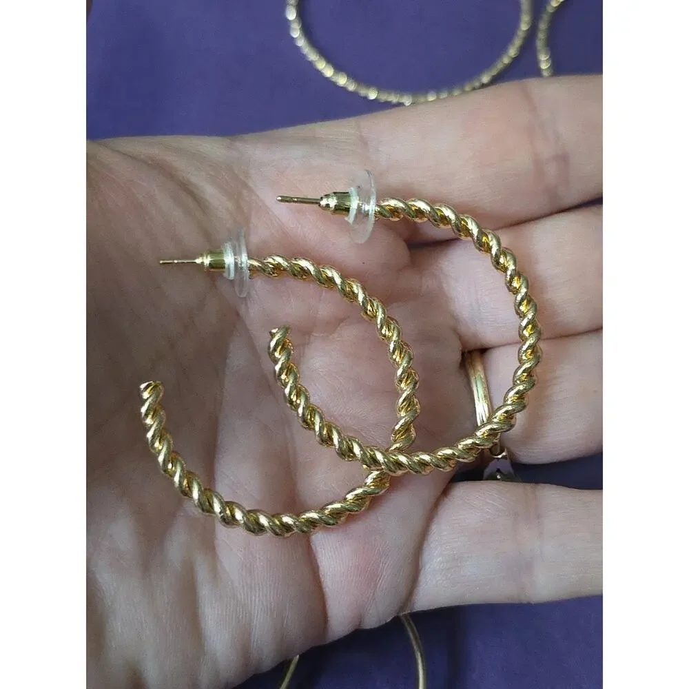 Catherine Malandrino Set Of Three Pairs Gold Tone Hoop Earrings 1.5
